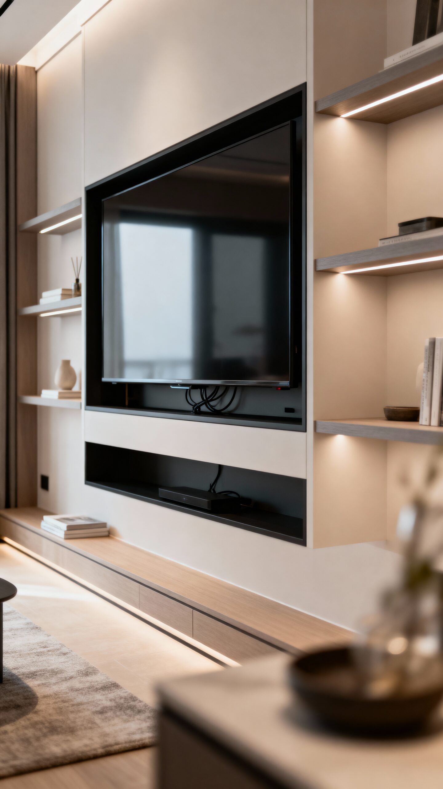 seamless concealed entertainment niche design