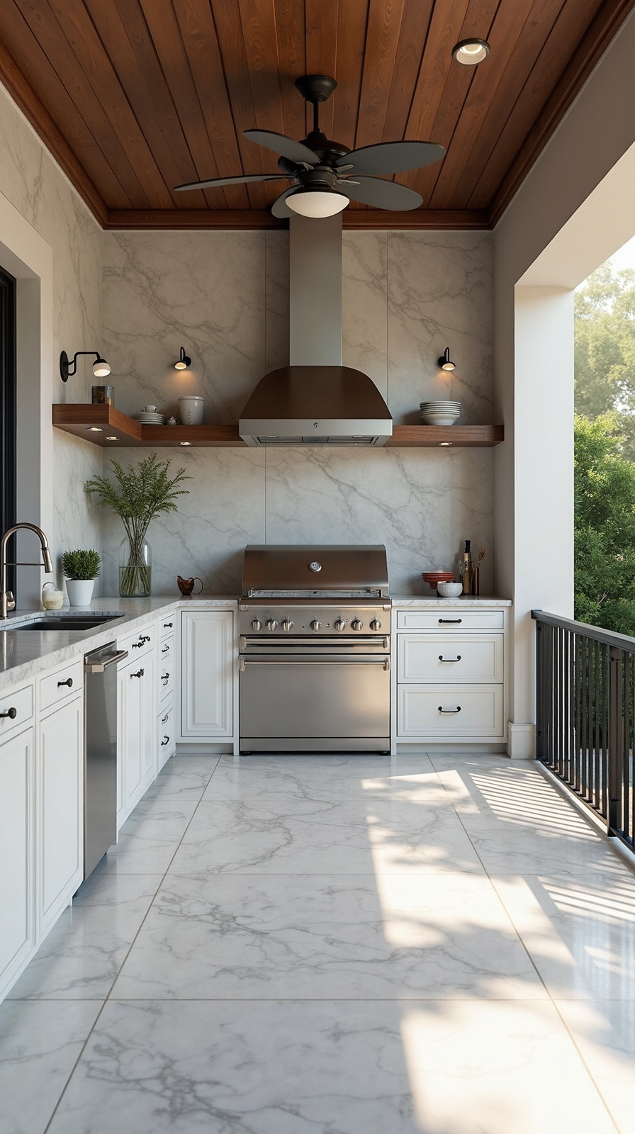 seamless durable outdoor kitchen backsplash