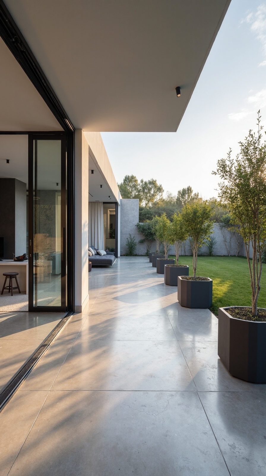 seamless interior exterior concrete flow