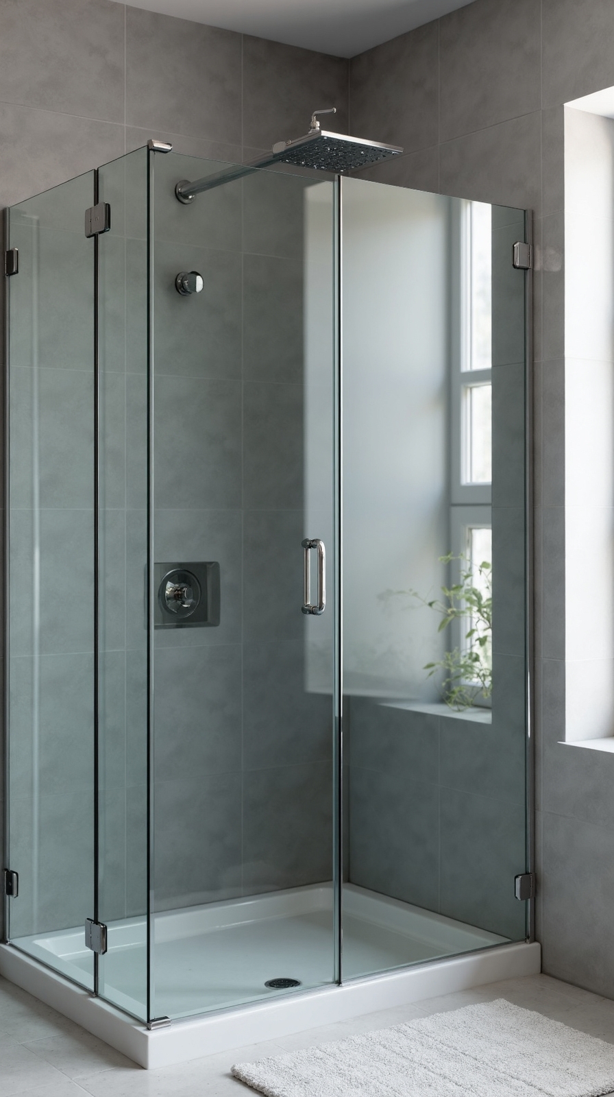 seamless spa like luxurious grey glass showers