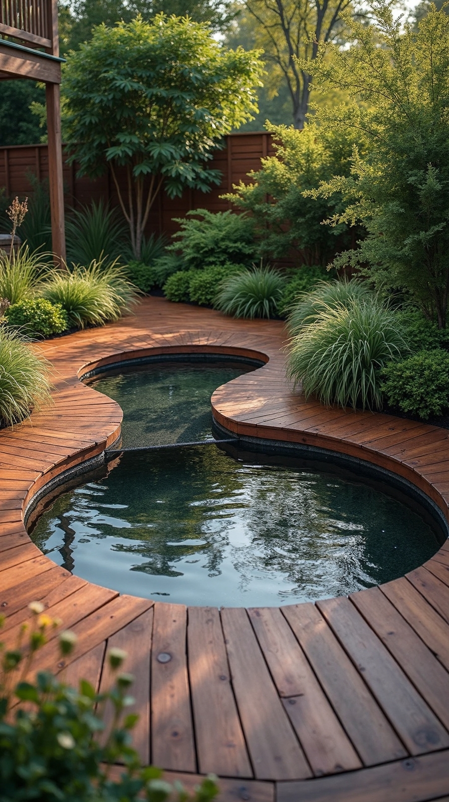 seamless sunken pond deck integration