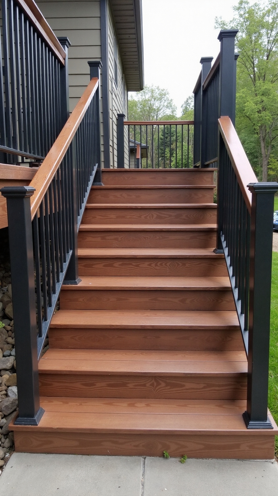 seamless weather resistant composite deck stairs