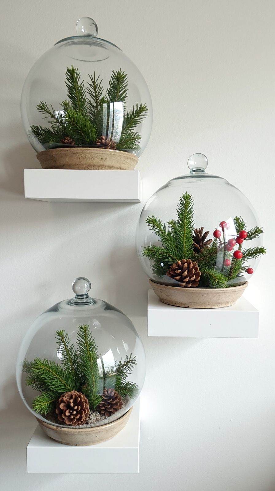 seasonal greenery in small containers