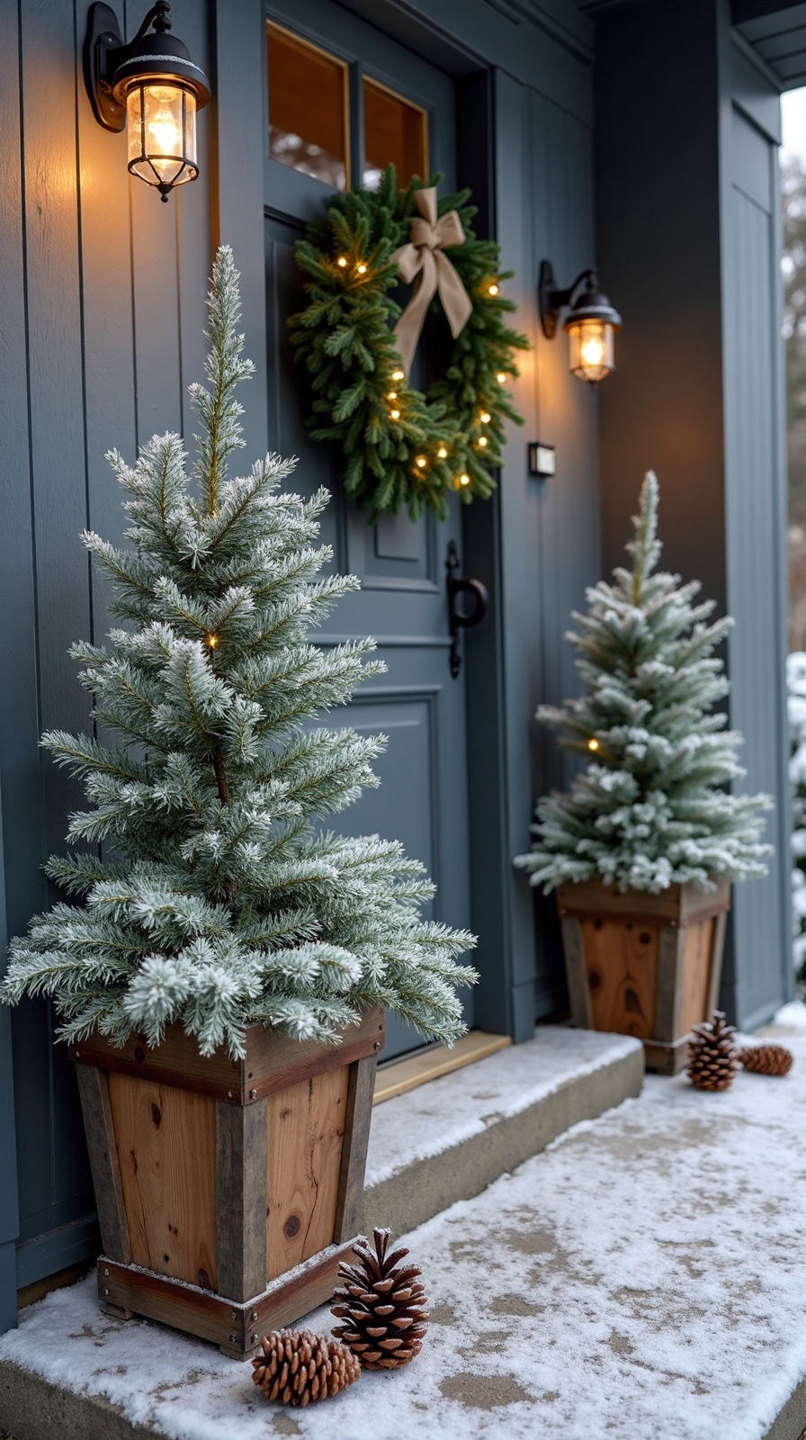 seasonal natural textured winter entryway