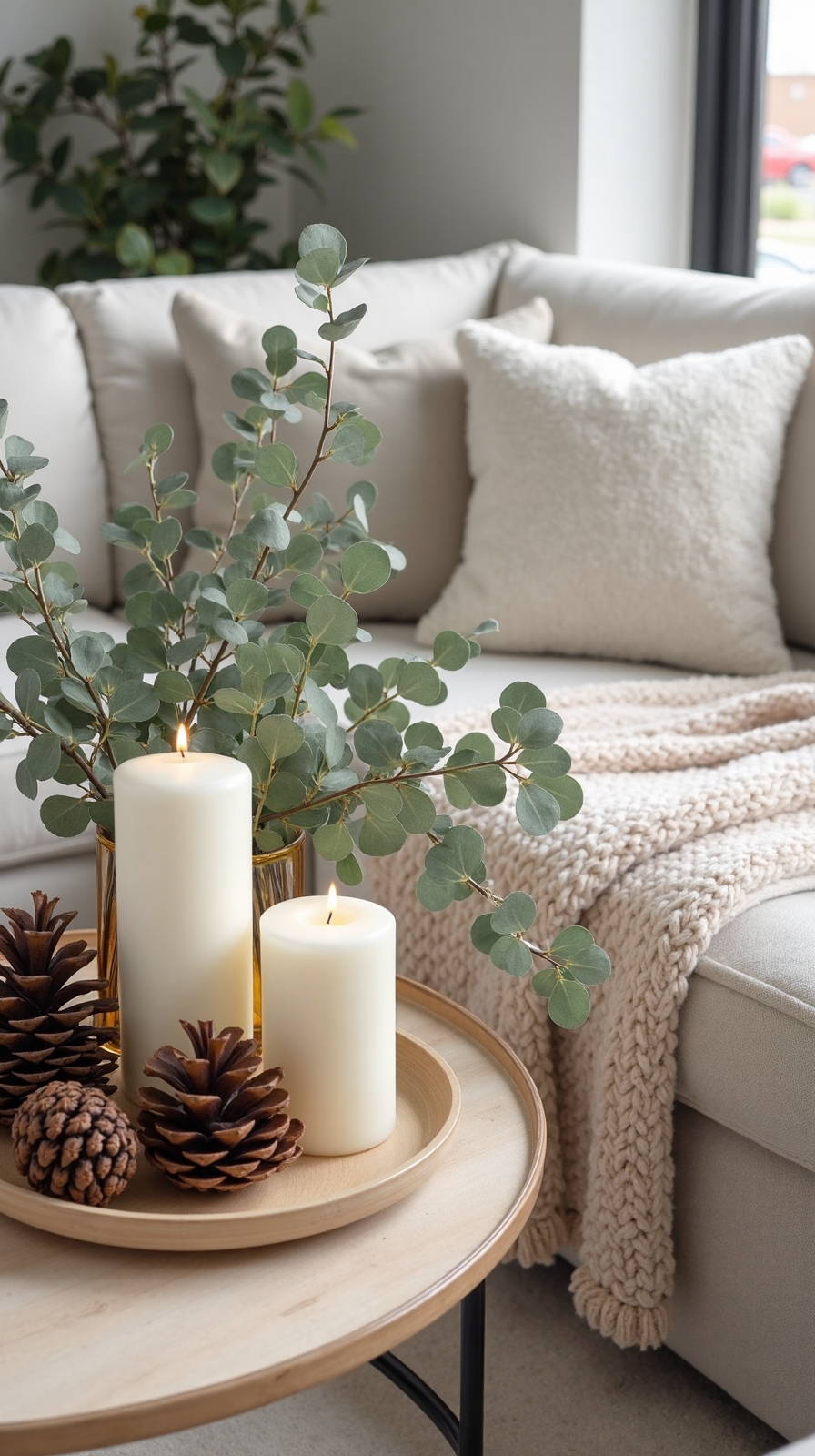 seasonal organic coffee table decor
