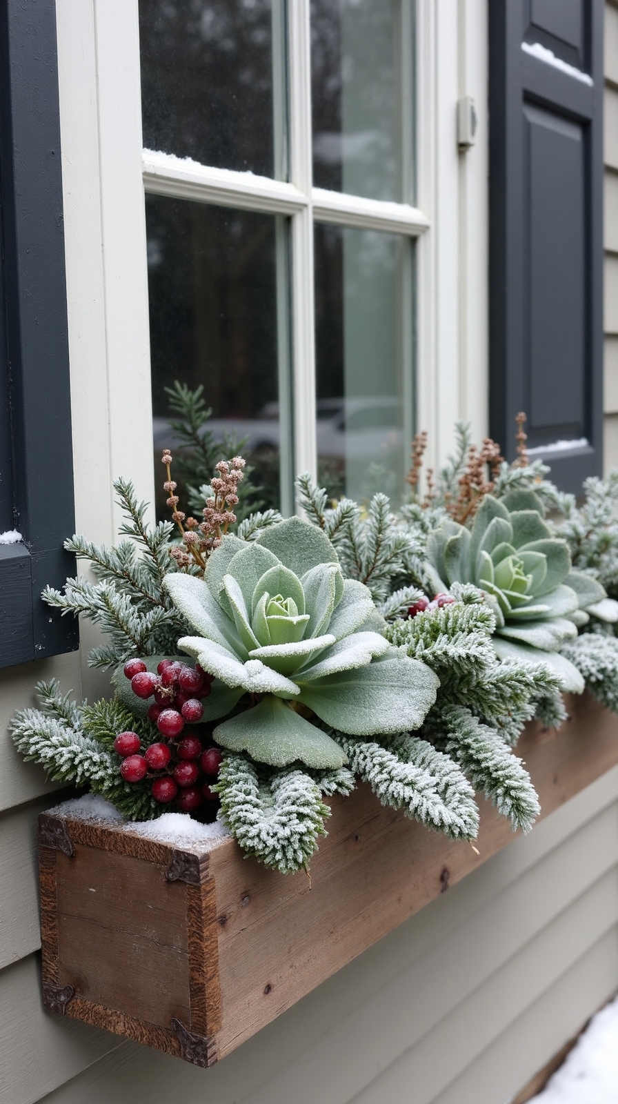 seasonal window box winter displays