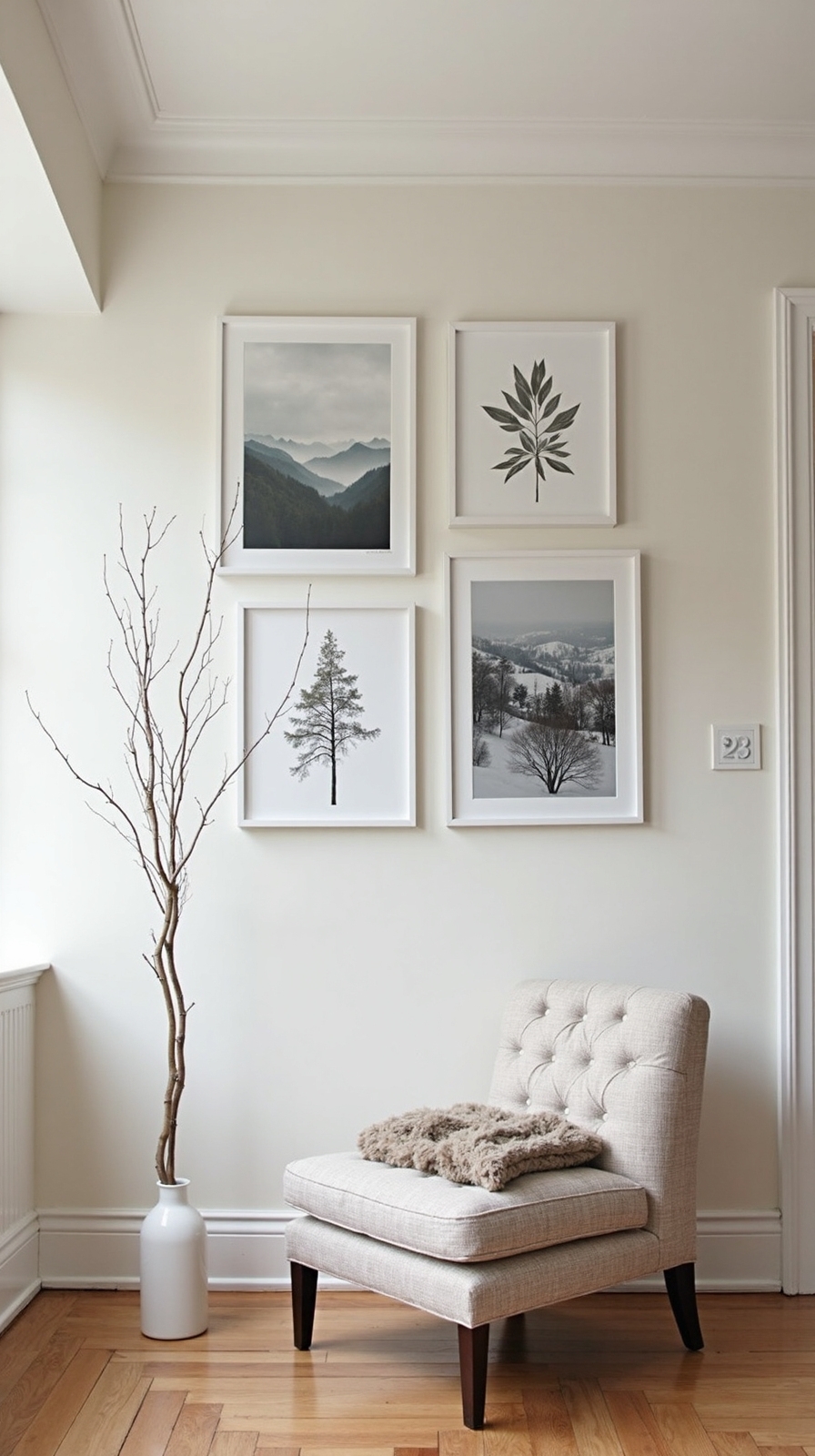 seasonal winter gallery wall decor