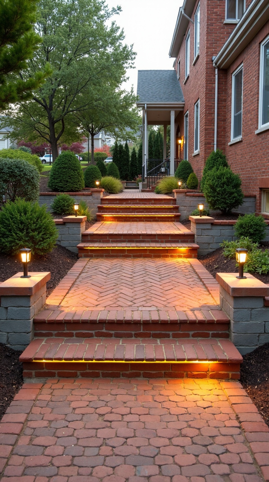 secure brick steps with safety nosing