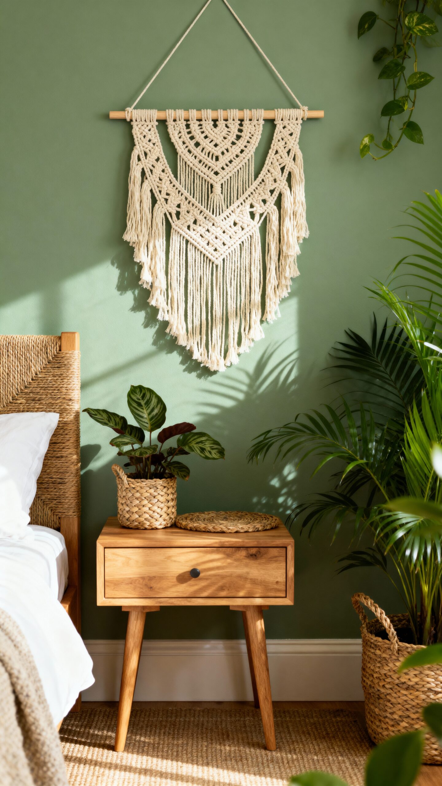 serene bohemian macram accent wall