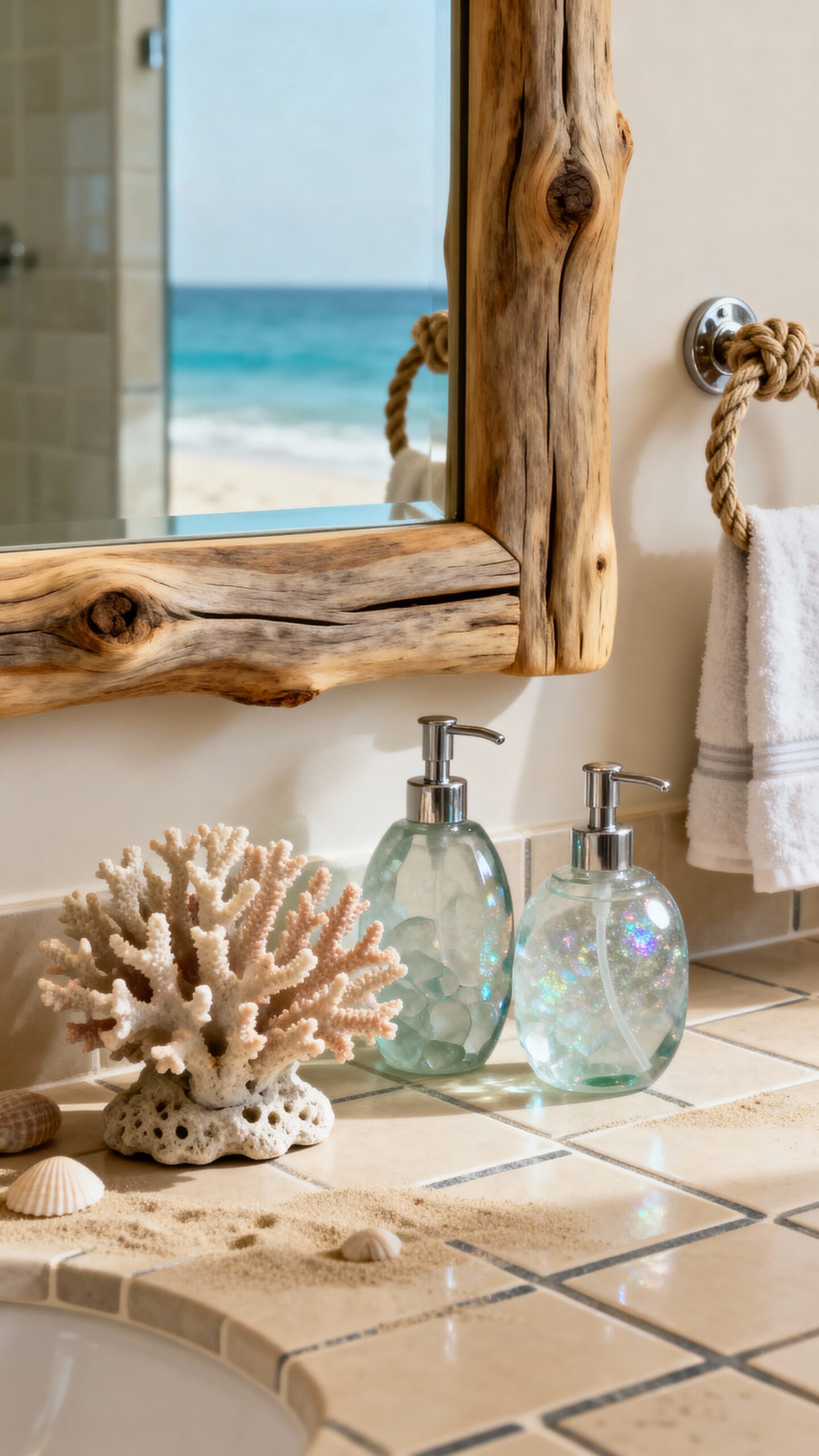 serene coastal bathroom sanctuary accents