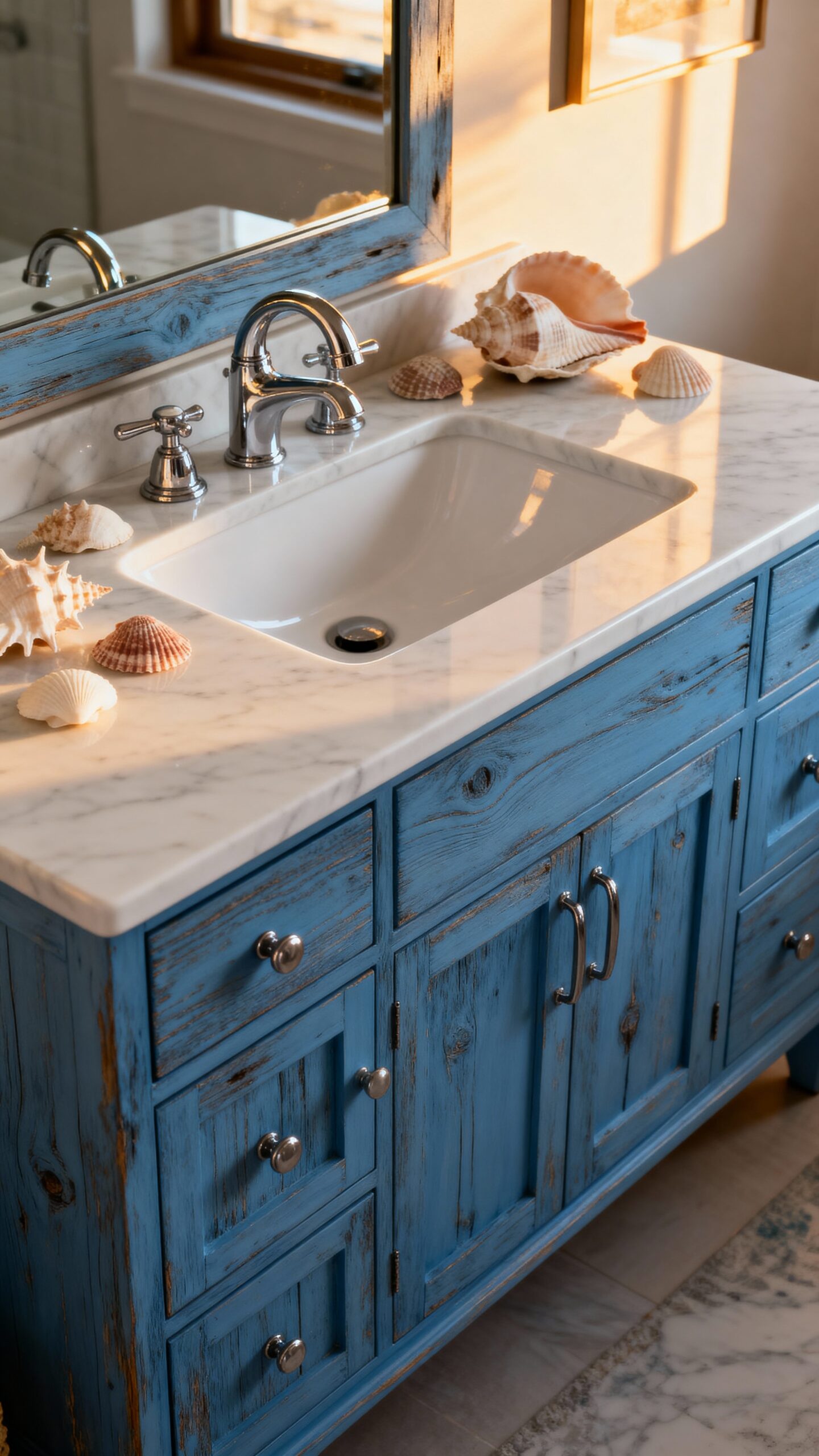 serene coastal blue vanity sanctuary