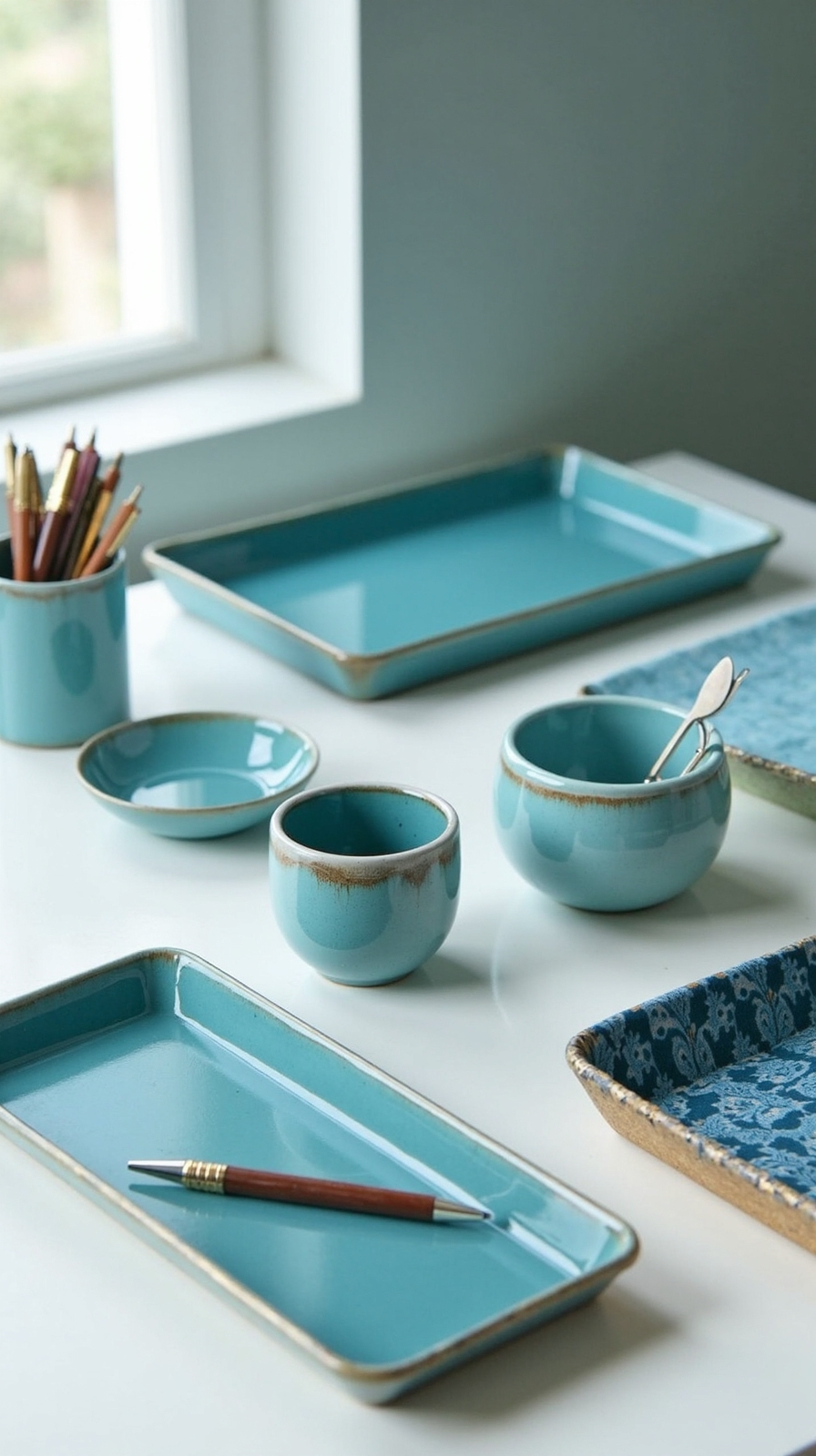 serene coastal inspired workspace organization