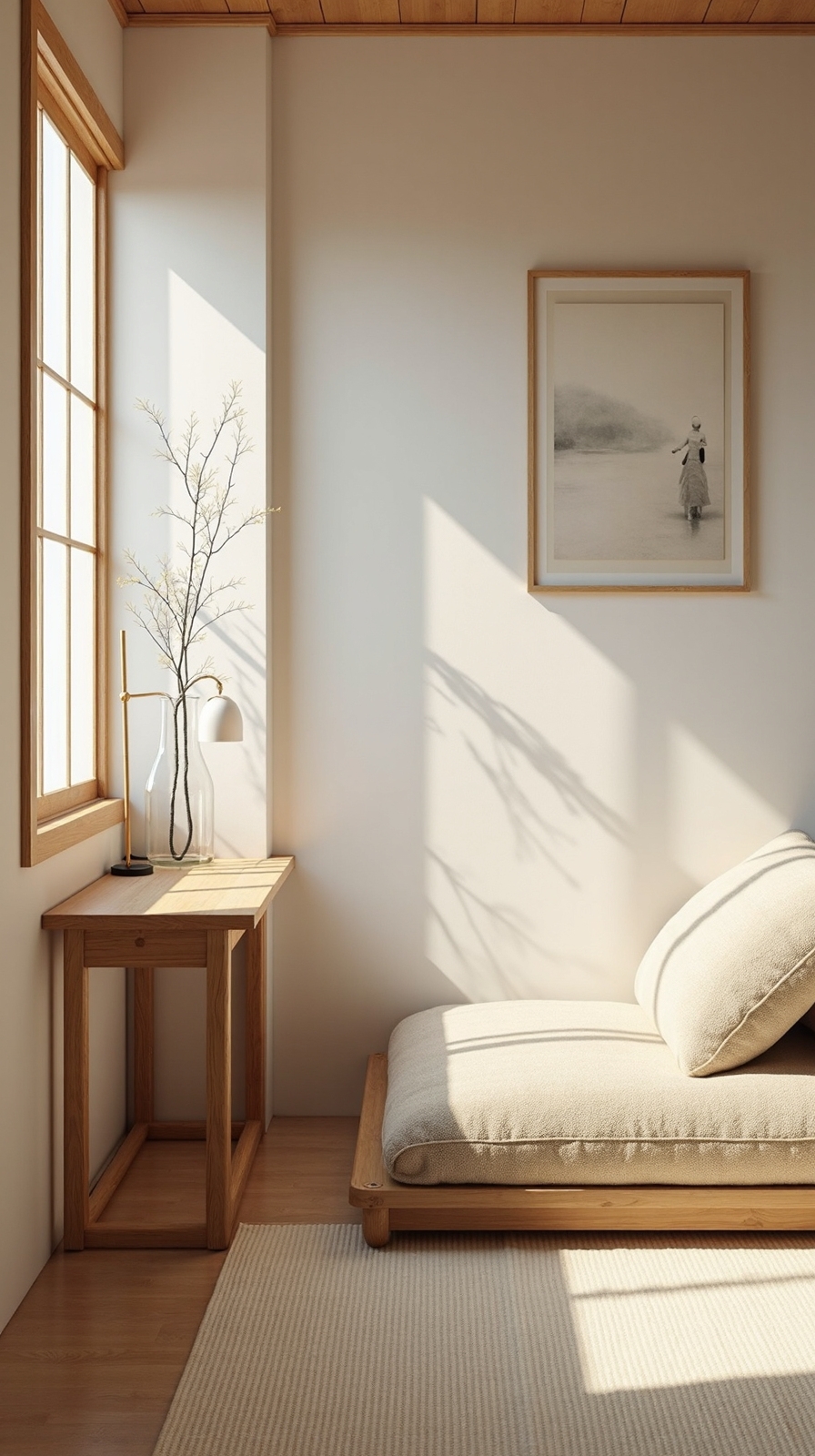 serene japanese inspired minimalist office workspace