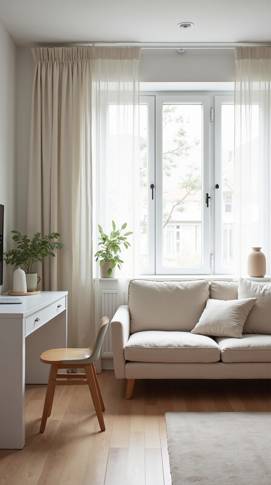 serene minimalist scandinavian office retreat