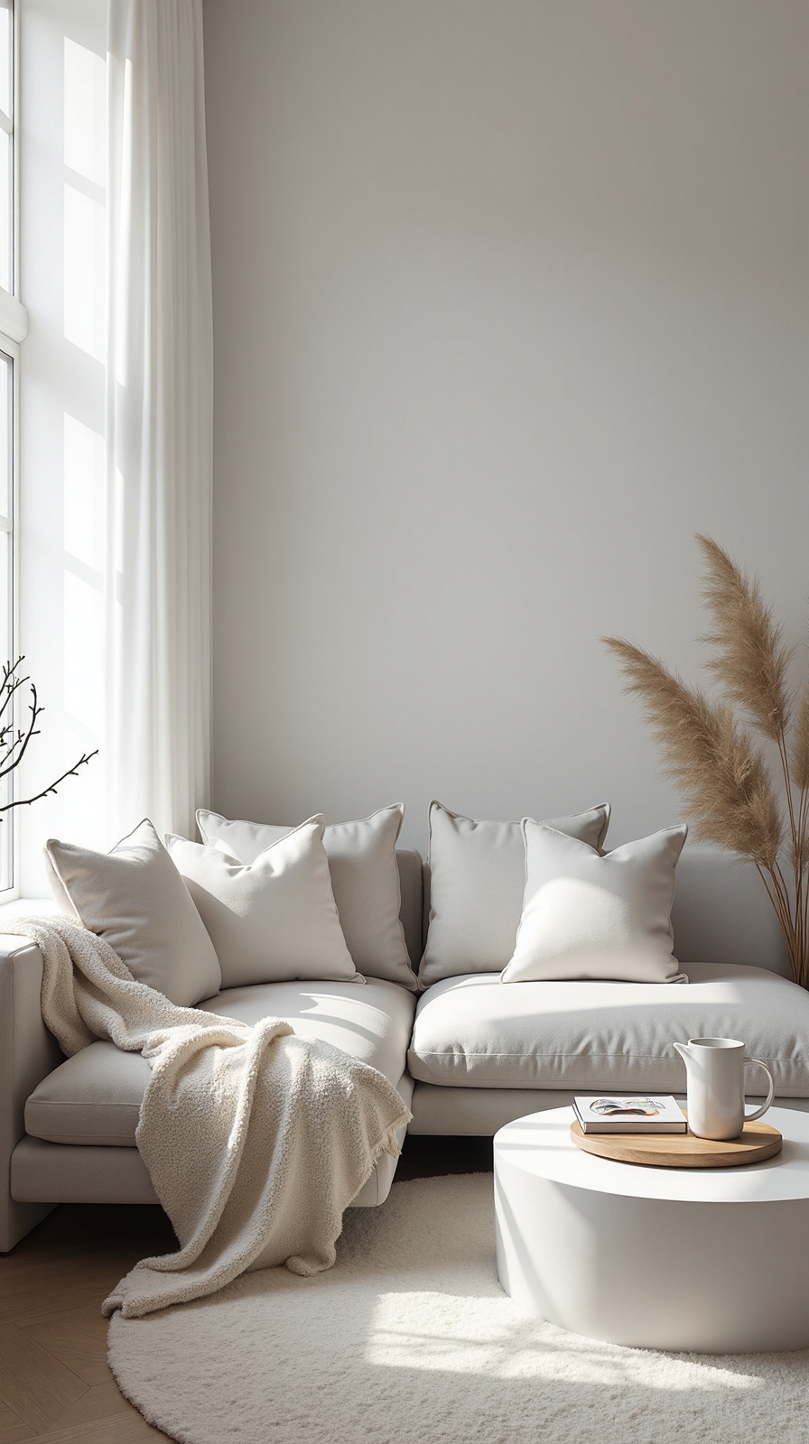 serene monochromatic minimalist living room