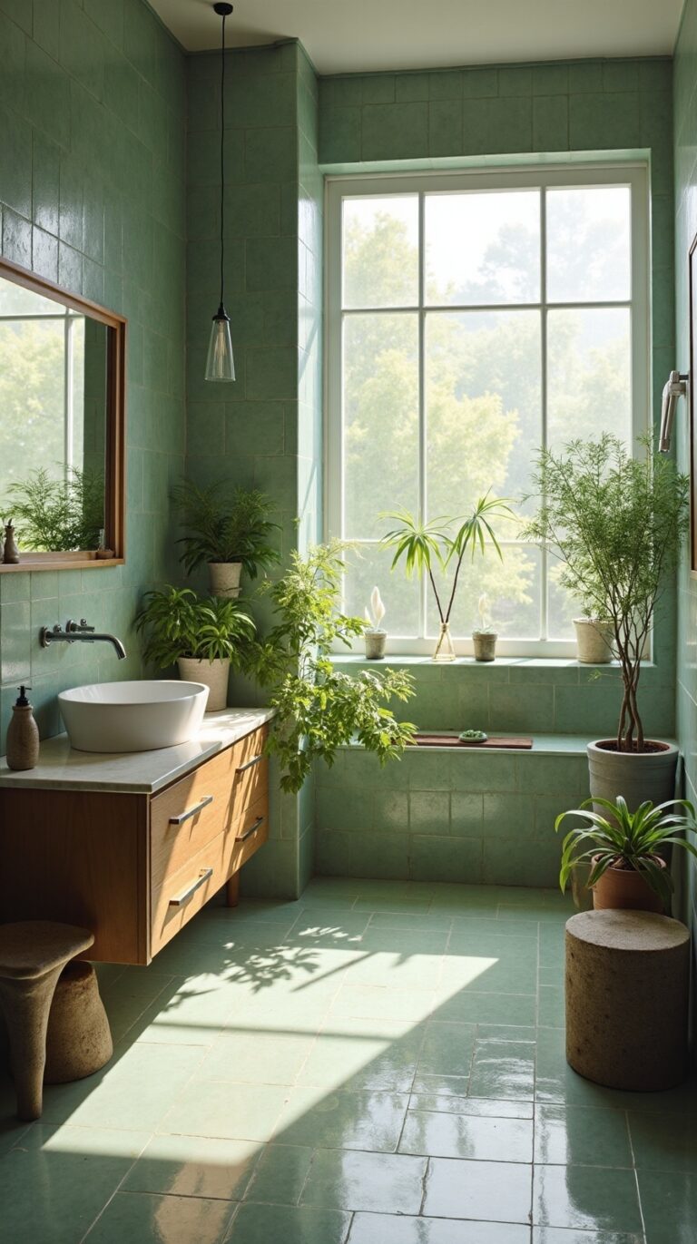 serene nature inspired green bathroom ideas