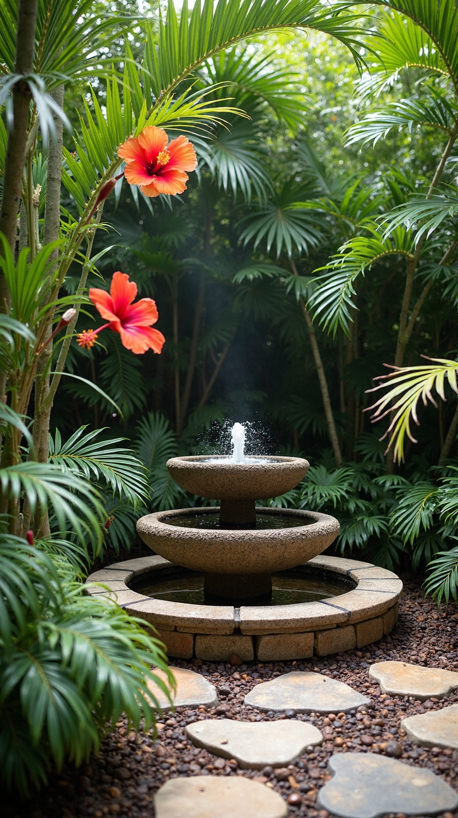 serene oasis with water features
