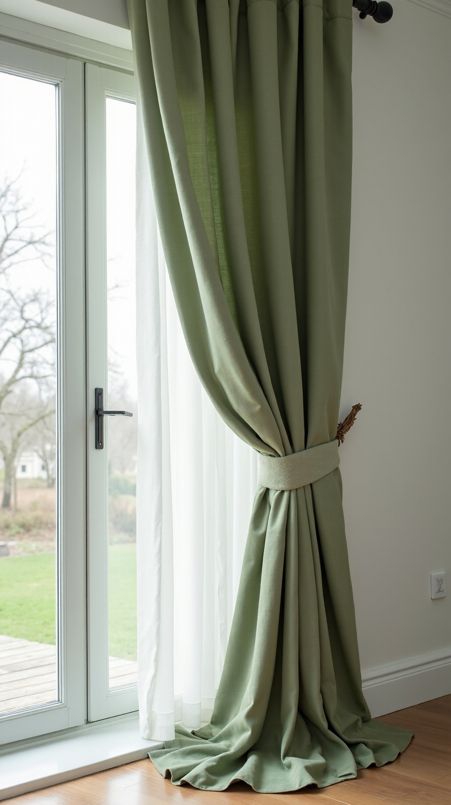 serene sage green window treatments