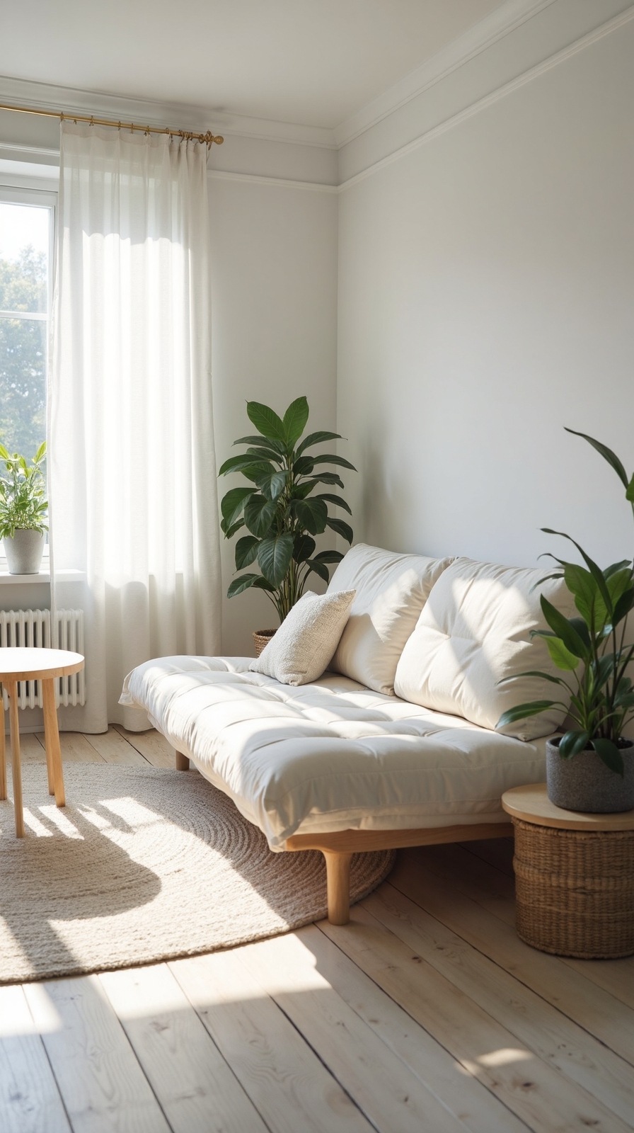 serene scandinavian minimalist futon sanctuary