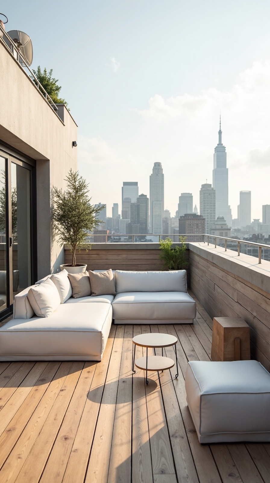 serene scandinavian rooftop patio oasis