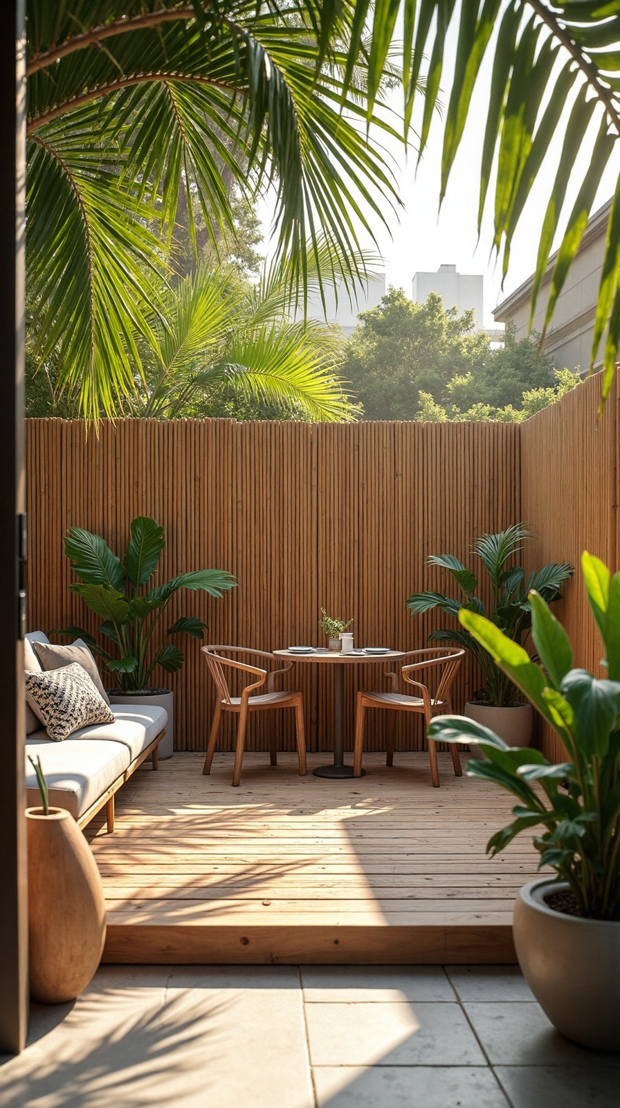 serene tropical bamboo outdoor oasis