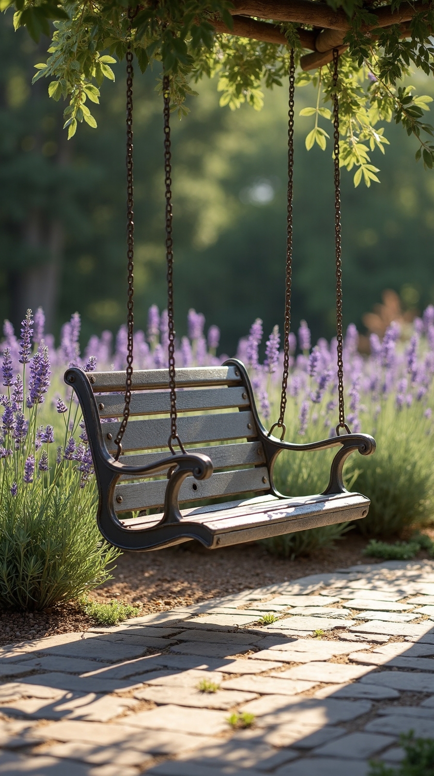 serene vintage outdoor swing relaxation