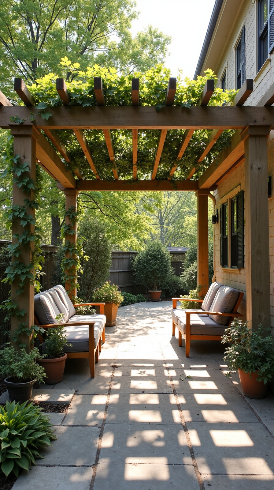 shade providing overhead pergola installation