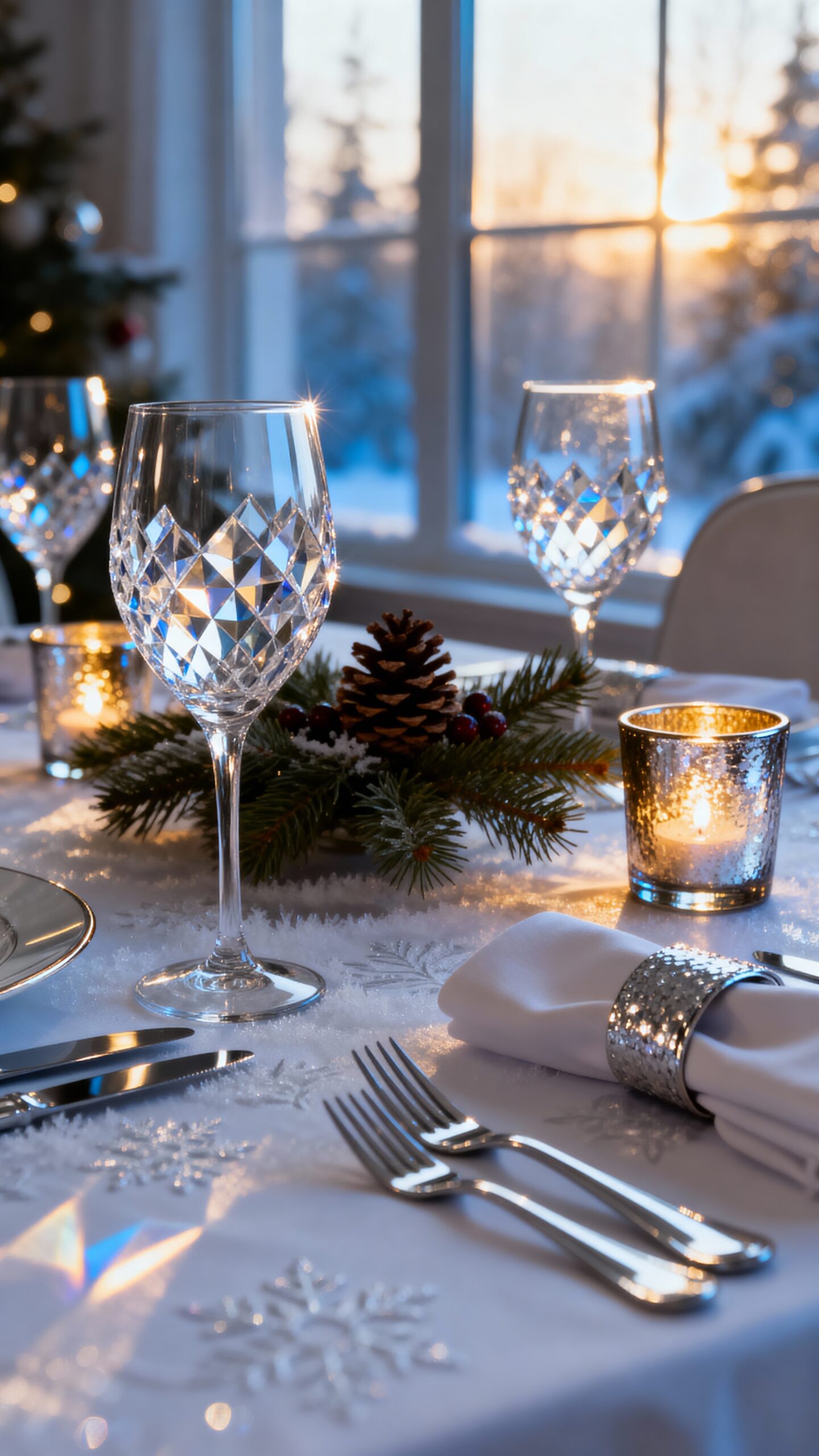shimmering sophisticated winter tablescape