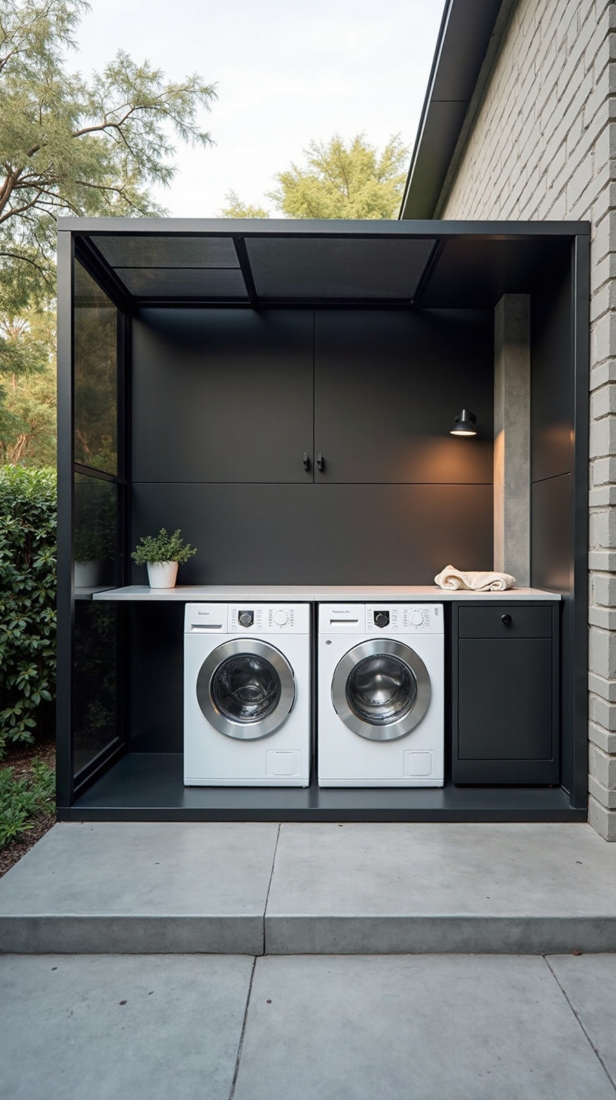 sleek contemporary customizable weatherproof laundry structures