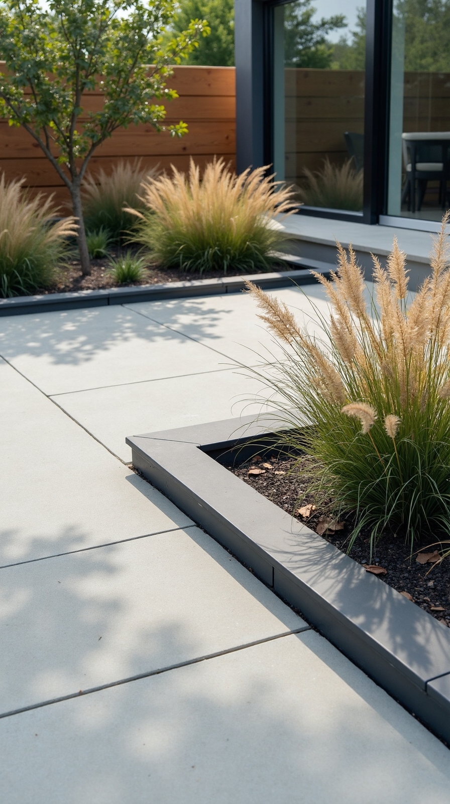 sleek contemporary metal patio edging
