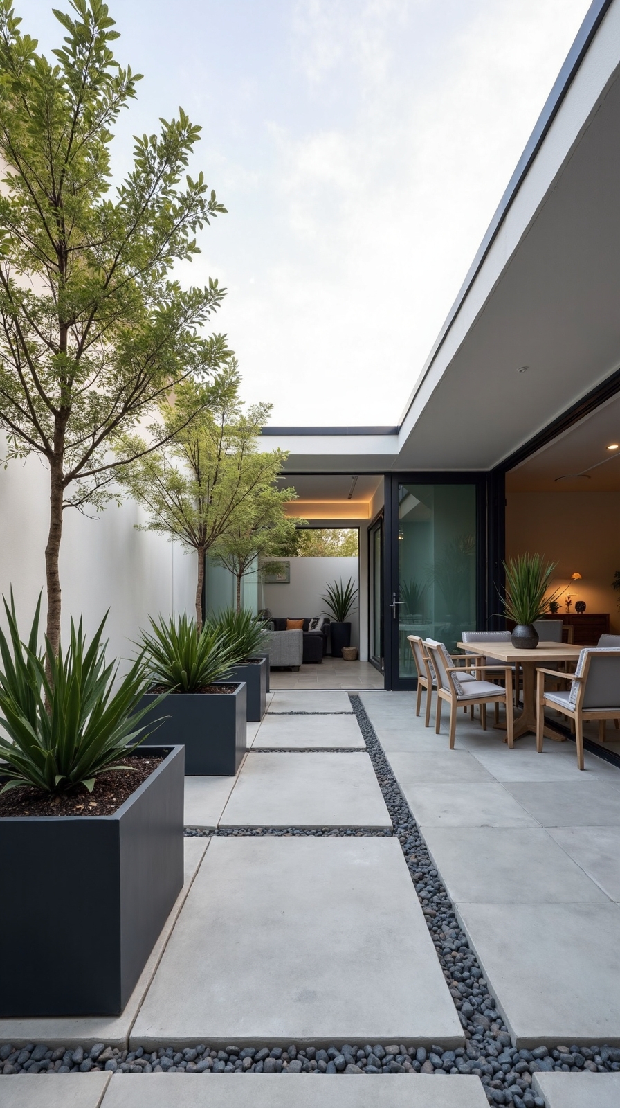sleek minimal sophisticated concrete patio
