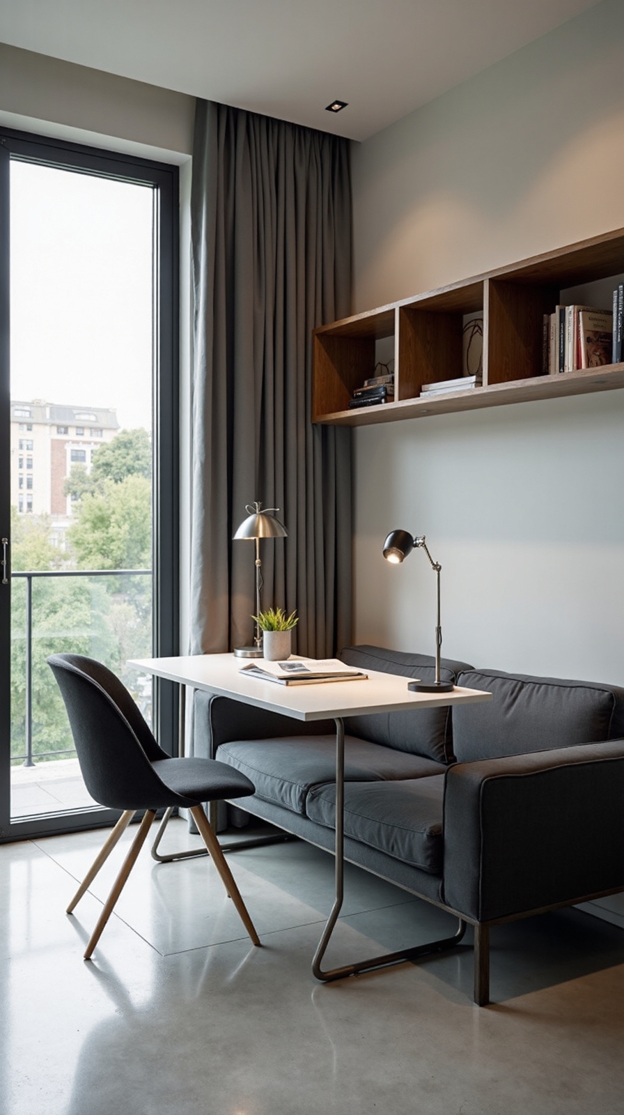 sleek minimalist efficient personalized corner office