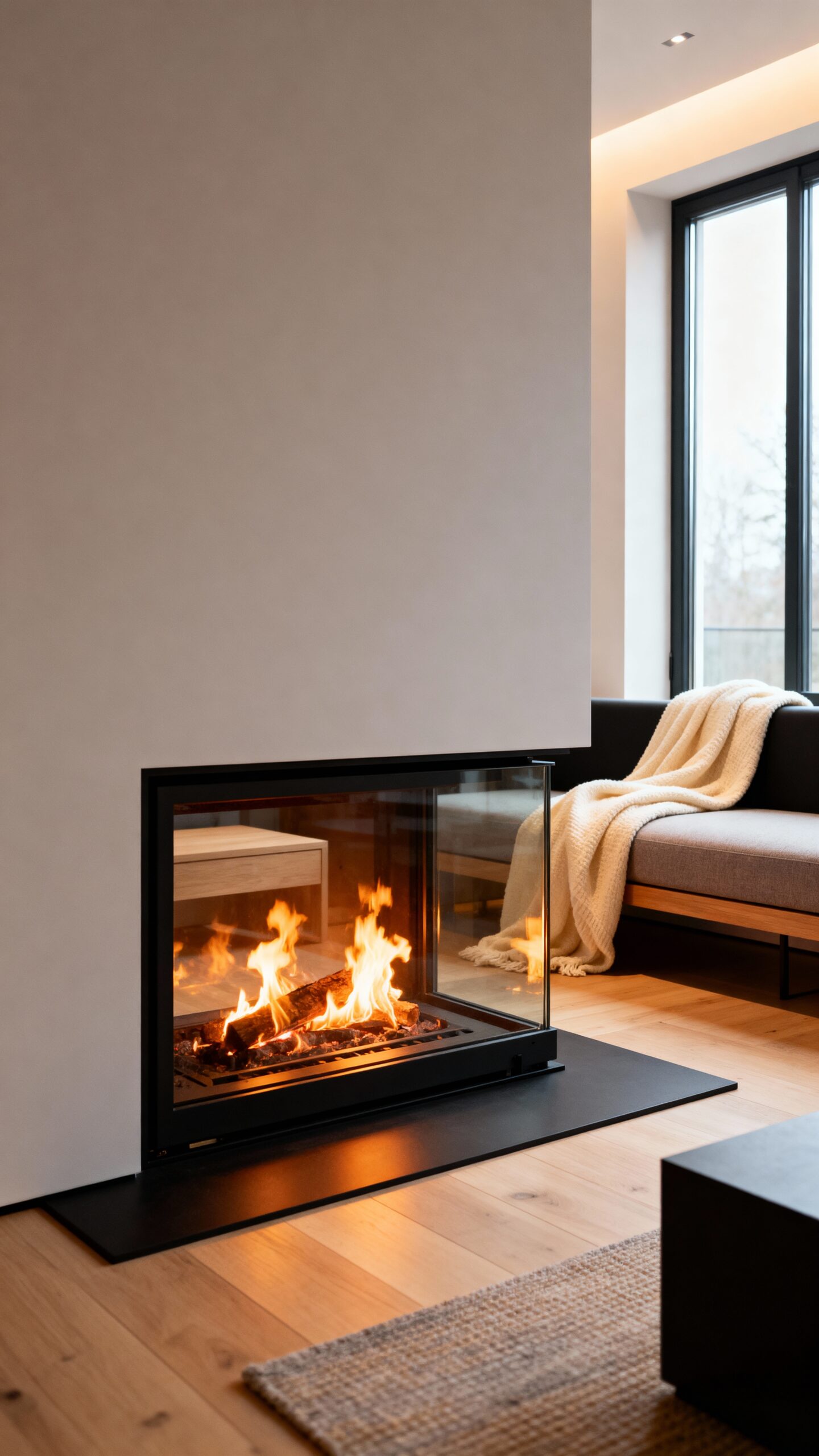 sleek minimalist open contemporary glass fireplace
