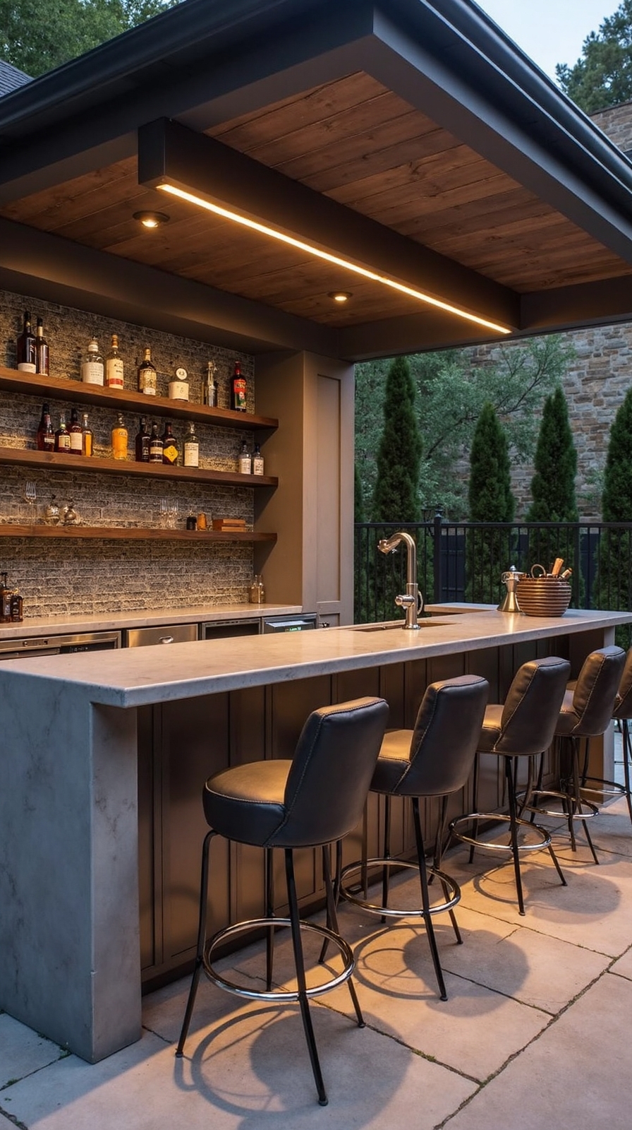 sleek modern bar with built in coolers