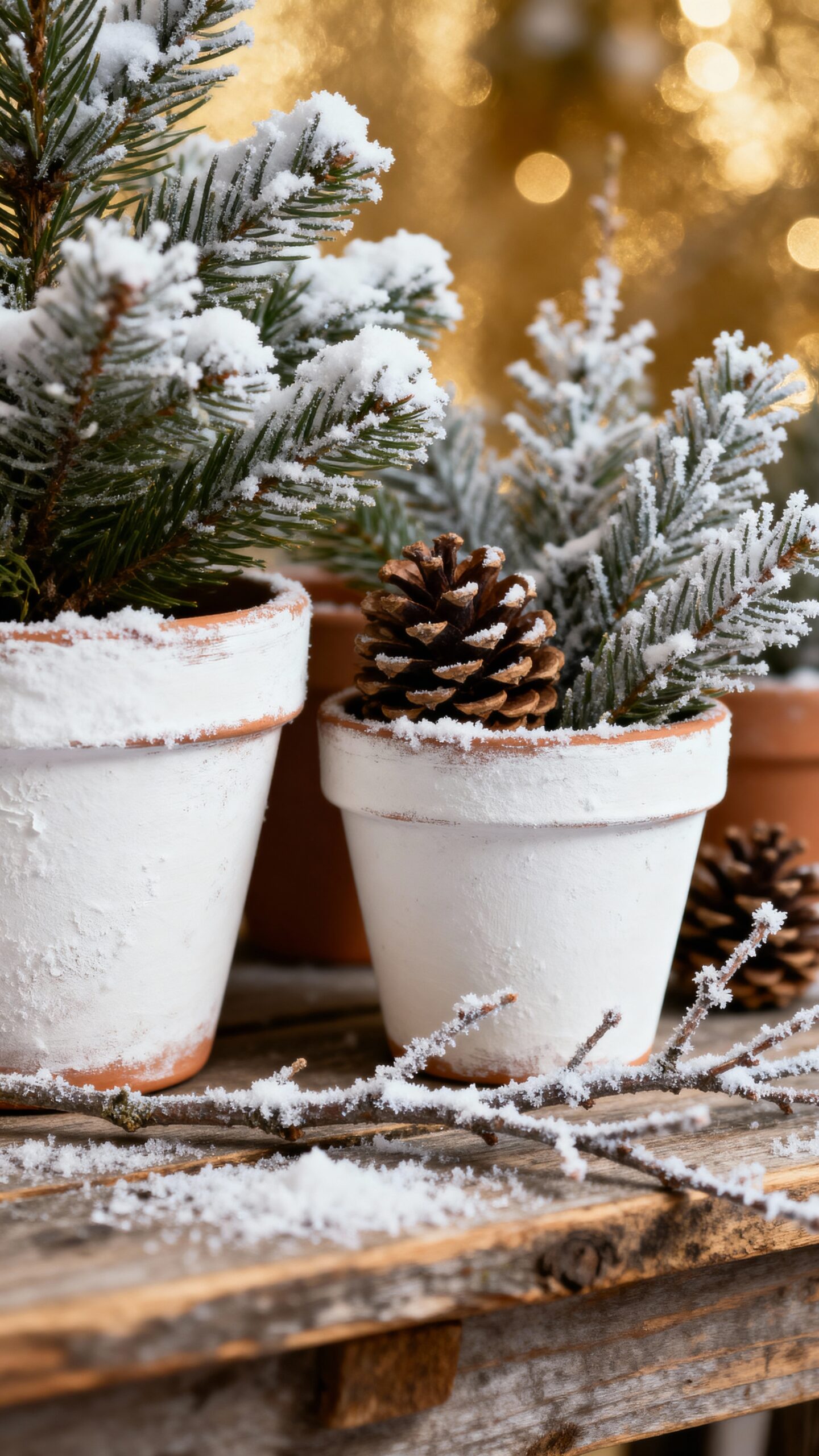 snowcapped terra cotta planter makeover