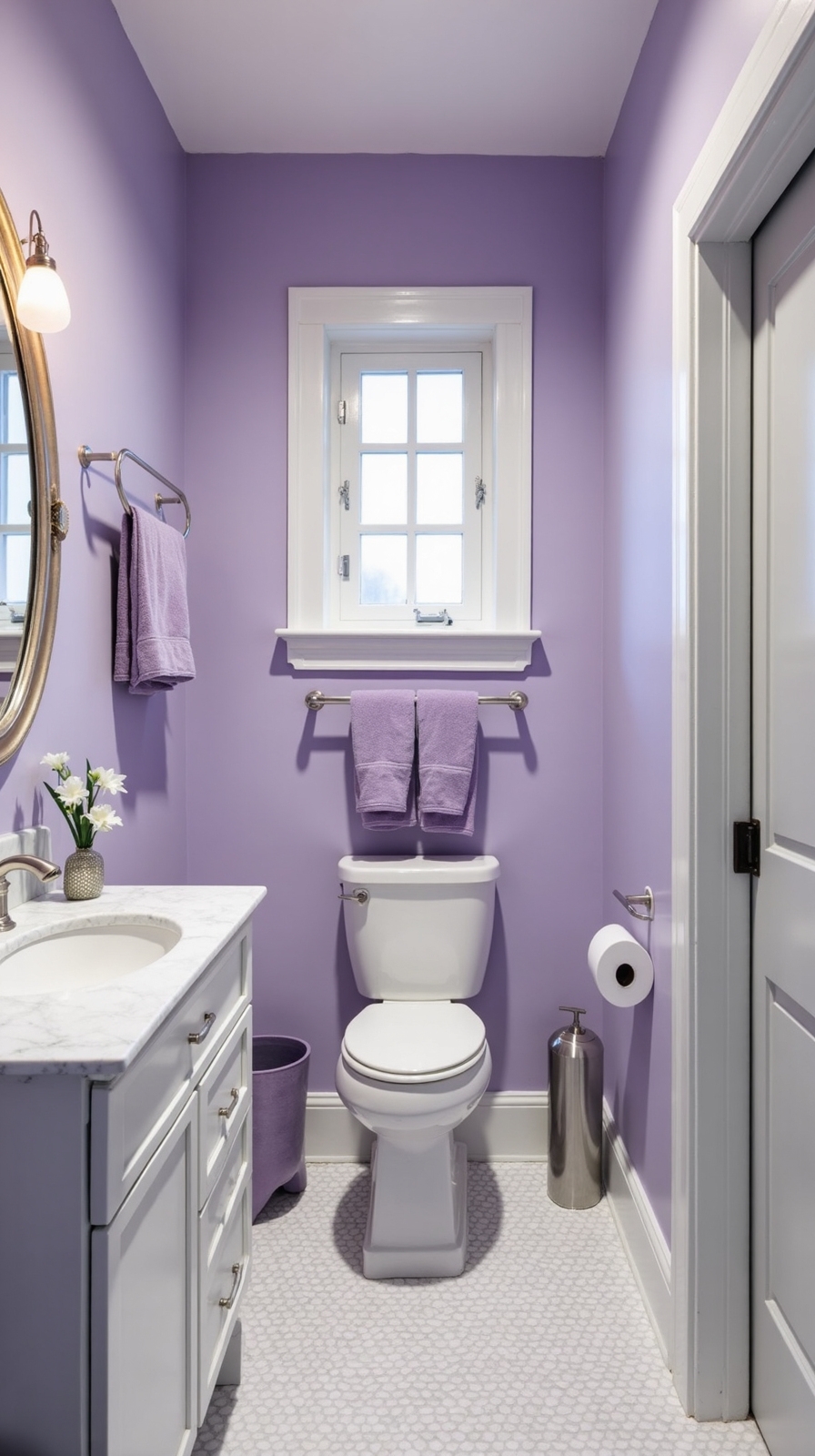 soft serene sophisticated lavender bathroom
