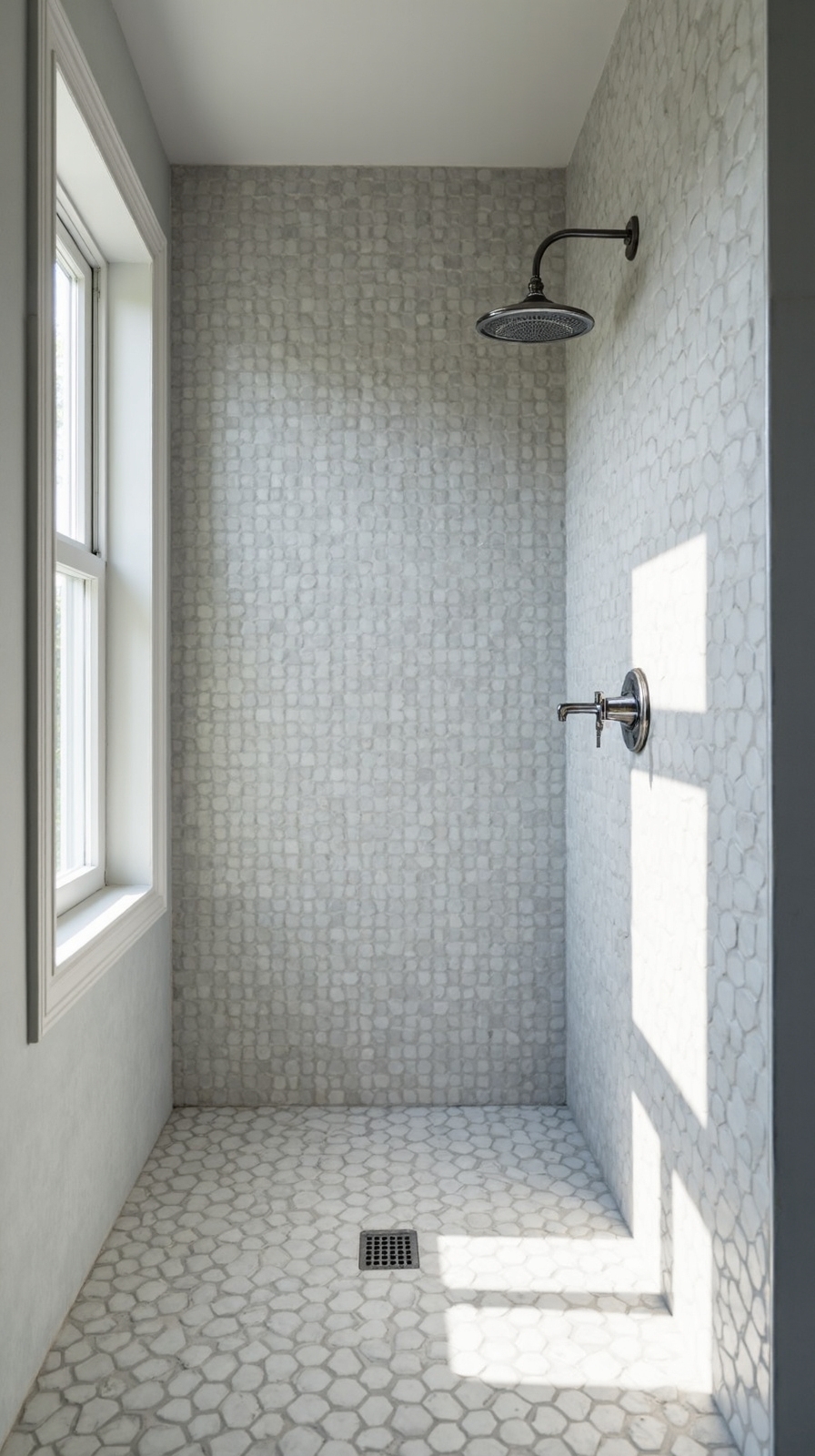 soft sophisticated hexagon shower surrounds
