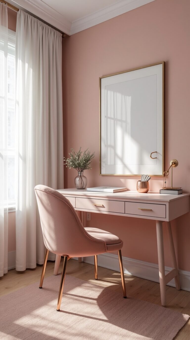 soft stylish pink home offices