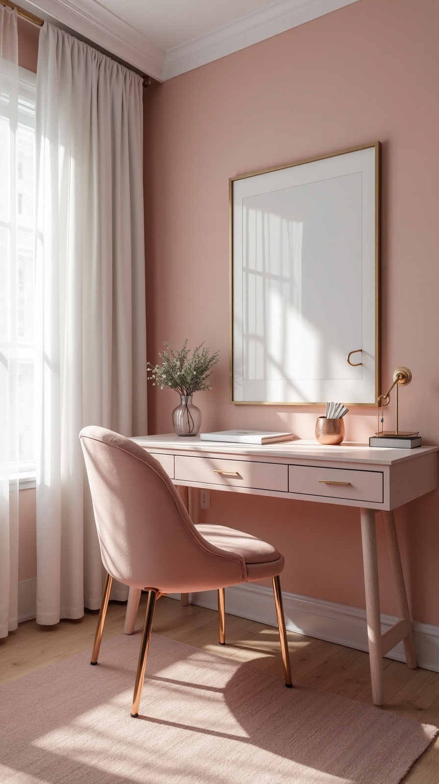 soft stylish pink home offices