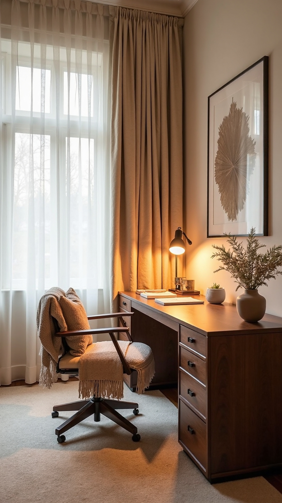 soft warm expansive home office space