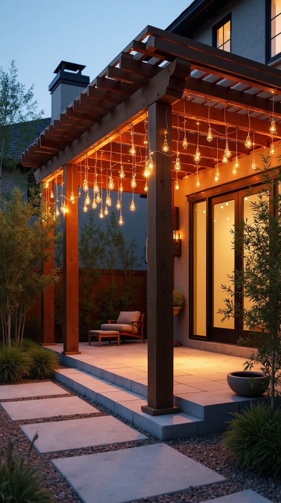 softly illuminated evening outdoor ambiance