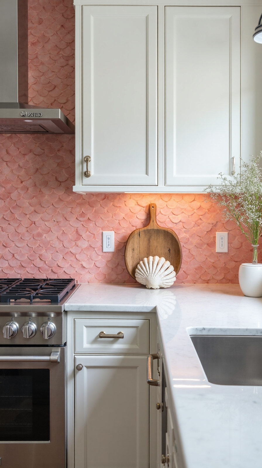 soothing coastal kitchen tile design
