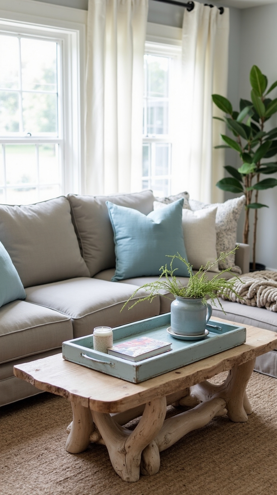 soothing coastal retreat with driftwood