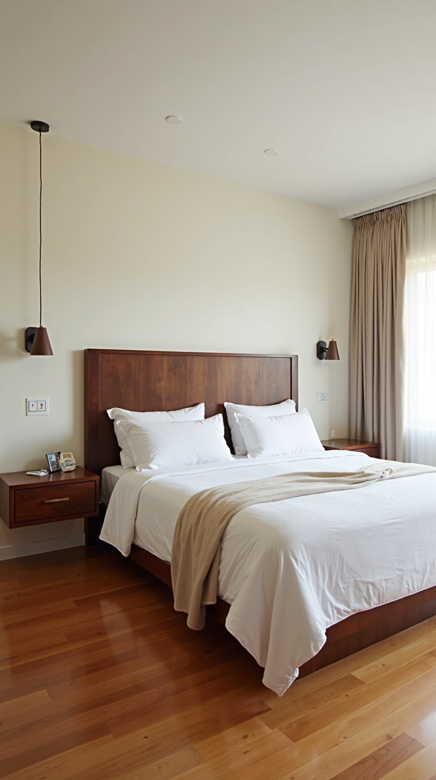 soothing cream warm wood accents