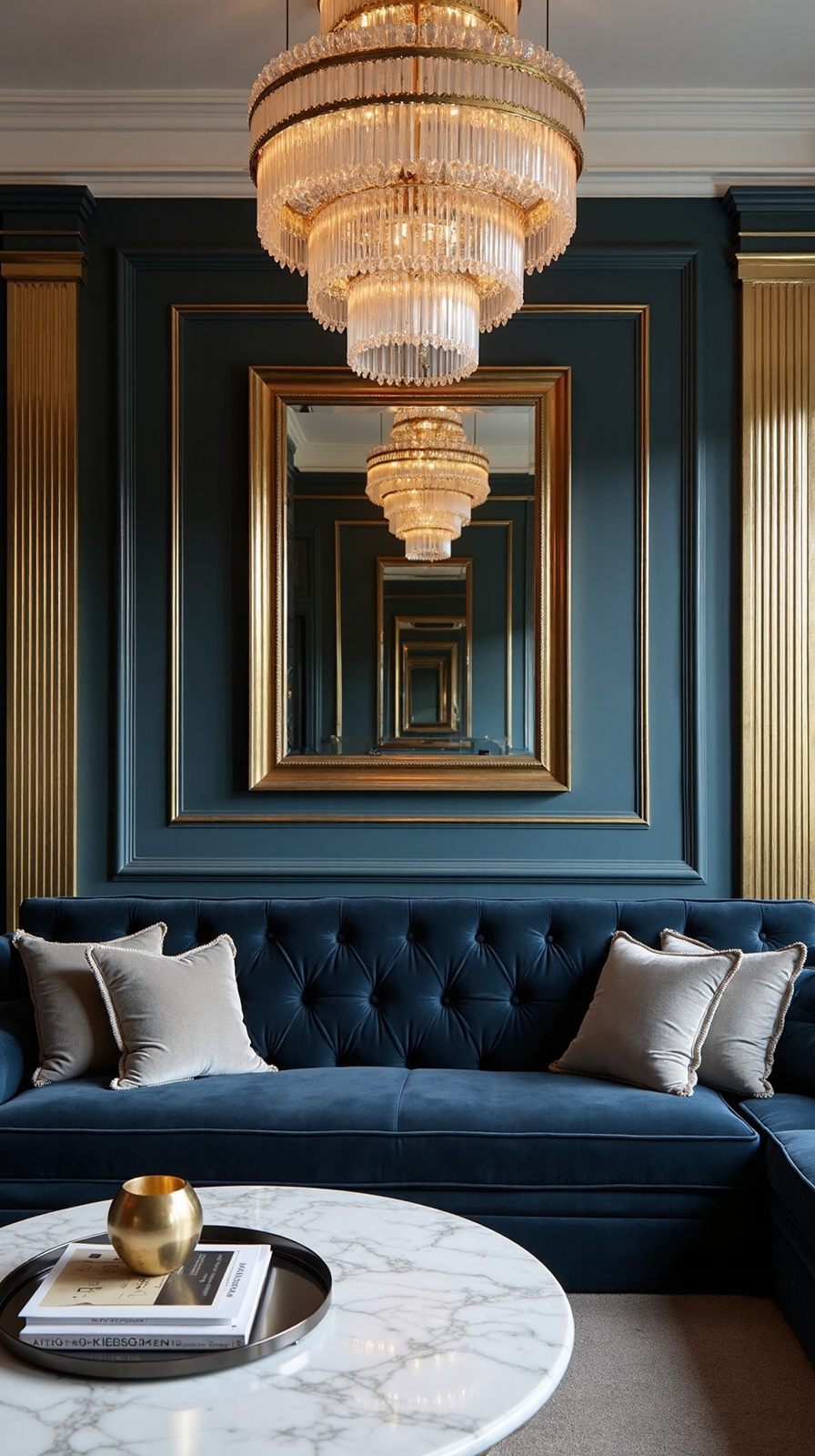 sophisticated art deco navy velvet luxury