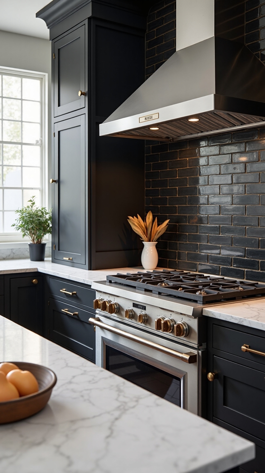sophisticated black matte ceramic gold grout