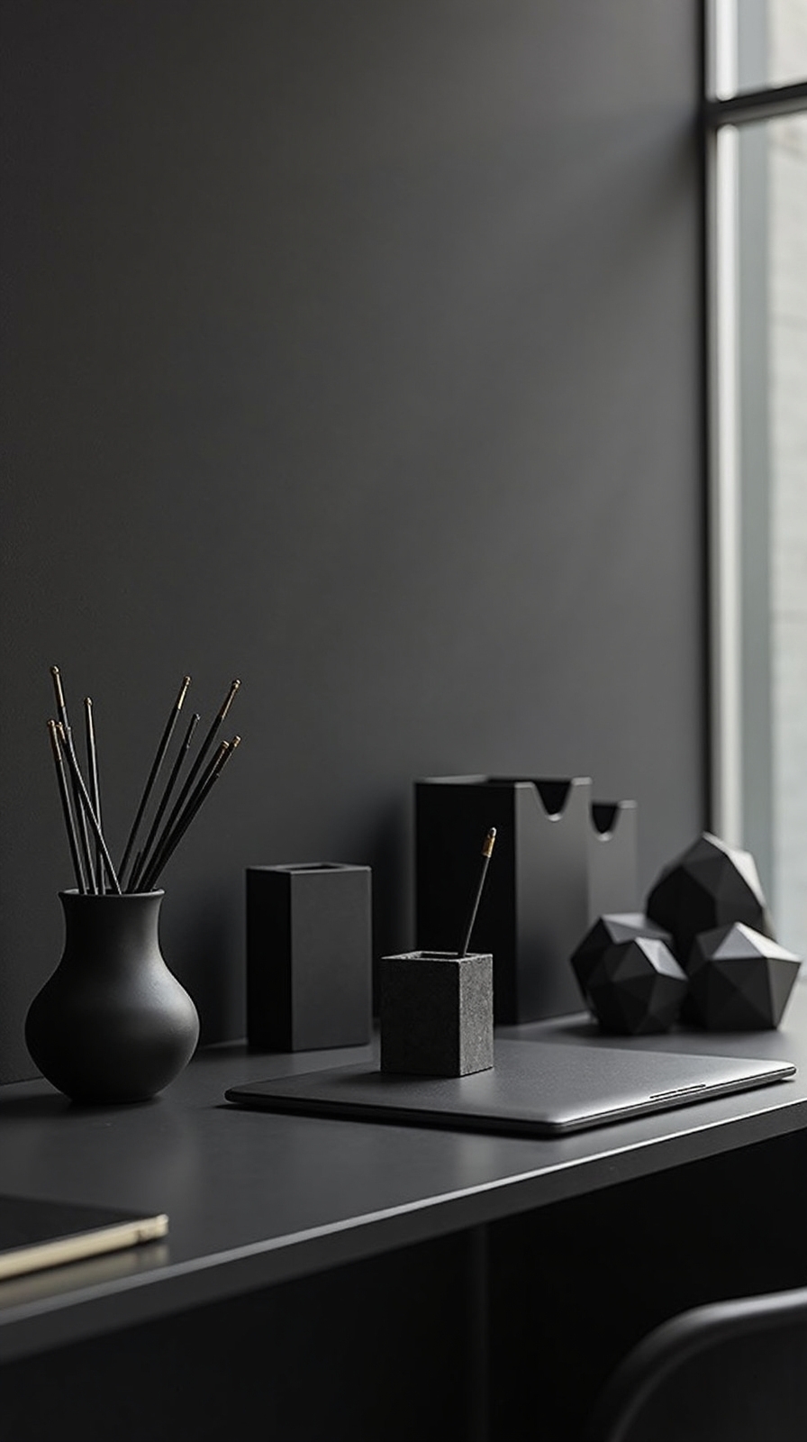 sophisticated black office accessories setup