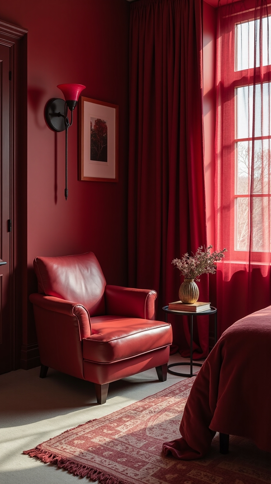 sophisticated bold red leather furnishings