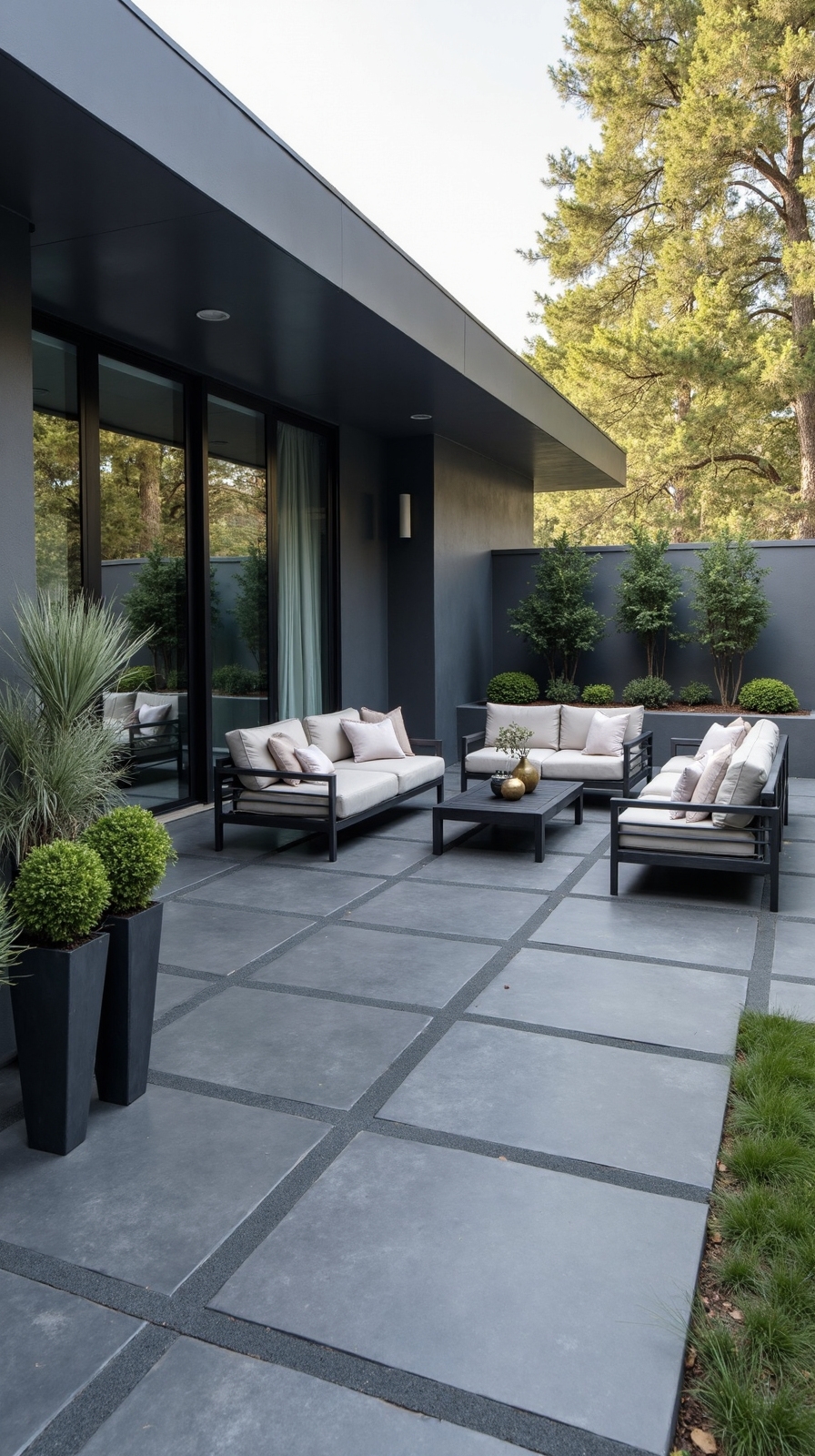 sophisticated budget friendly low maintenance concrete patio