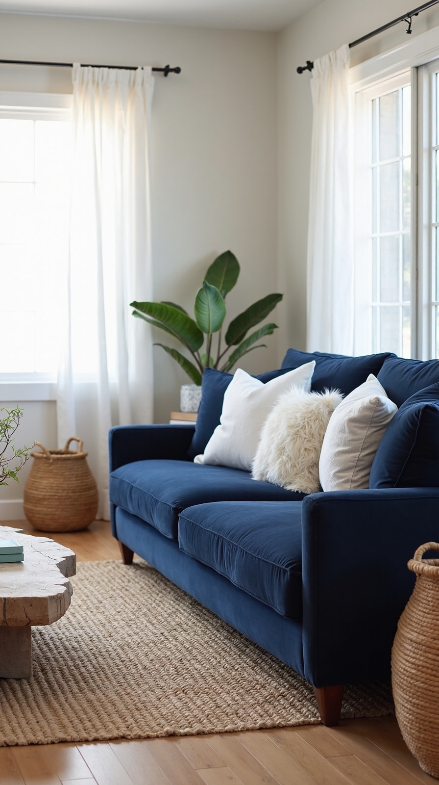 sophisticated coastal living room retreat